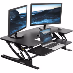VIVO 107cm Height Adjustable Stand Up Desk Converter, V Series, Quick Sit to Stand Tabletop Dual Monitor Riser Workstation, B ...