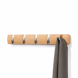 Umbra Flip 5-Hook Wall Mounted Coat Rack, Modern, Sleek, Space-Saving Coat Hanger with 5 Retractable Hooks to Hang Coats, Sca ...