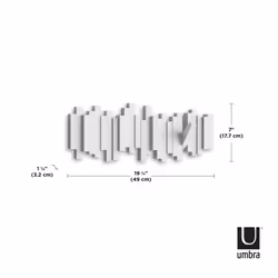 Umbra Sticks Multi Hook Coat Rack - Modern, Unique, Space-Saving Wall Mounted Coat Hanger with 5 Flip-Down Hooks for Hanging Coats, Scarves, Purses