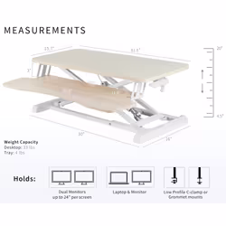 VIVO 81cm Desk Converter, K Series, Height Adjustable Sit to Stand Riser, Dual Monitor and Laptop Workstation with Wide Keyboard Tray, Light Wood Top,