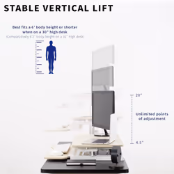 VIVO 81cm Desk Converter, K Series, Height Adjustable Sit to Stand Riser, Dual Monitor and Laptop Workstation with Wide Keyboard Tray, Light Wood Top,