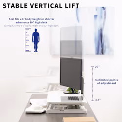 VIVO 81 cm Desk Converter, K Series, Height Adjustable Sit to Stand Riser, Dual Monitor and Laptop Workstation with Wide Keyboard Tray, White,