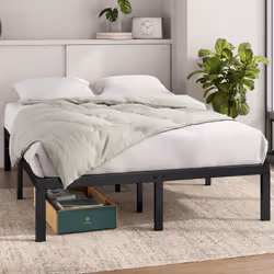 Zinus Elias King size Bed frame - Bed 150 x 200 cm - 36cm Height - Metal Bed frame with underbed storage and steel slat suppo ...