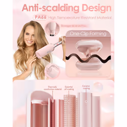 Wave Curling Iron Anti-Scald Wavy Hair Crimper, 1.1in/28MM Ionic Rapid Heating Curling Wand, Hair Waver, Crimper for Wide Deep Waves