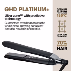 ghd Platinum+ Hair Straightener & Professional Styler in Black - More Strength, Shine & Colour Protection - for All Hair Types - (UK Plug)