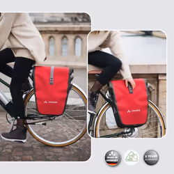 Vaude Aqua Back Bicycle Bag - Waterproof Pannier Rack Bag in Practical Set of 2 - Bicycle Bag Made from Durable & PVC-Free Tarpaulin Material - Made