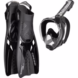 CRESSI Baron+Tonga Combo Black/Black S/M-Set Baron Full Face Mask, Wide View, Anti-fog System, Easy Breathing+Light Adjustabl ...