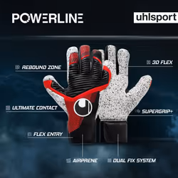 uhlsport Powerline Supergrip+ HN Football Goalkeeper Gloves for Children and Men, Goalkeeper Gloves, Goalkeeper Gloves with New Adhesive Foam Formula