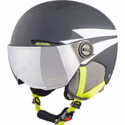 ALPINA Unisex - Children, ZUPO VISOR Q-LITE ski helmet, charcoal-neon matt, 51-55 cm