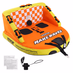 VEVOR Towable Tube for Boating, 1-2 Riders Inflatable Towable Tubes with Deck Seats and Backrest, 340 lbs Water Sport Tube fo ...