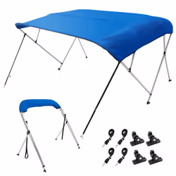 VEVOR 4 Bow Bimini Top Boat Cover, 900D Polyester Canopy with 1" Aluminum Alloy Frame, Waterproof and Sun Shade, Includes Sto ...