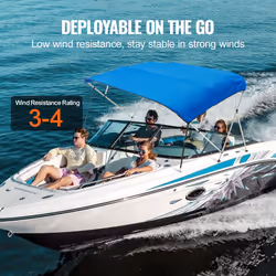 VEVOR 4 Bow Bimini Top Boat Cover, 900D Polyester Canopy with 1" Aluminum Alloy Frame, Waterproof and Sun Shade, Includes Storage Boot, 2 Support