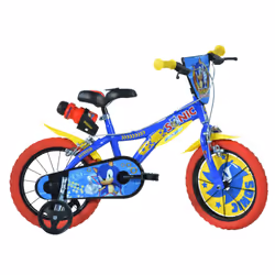 Dino Bikes, 614-SC Kids Bike Bicycle, Sonic The Hedgehog, 14 inch with training wheel with stabilisers and drinks bottle, sui ...