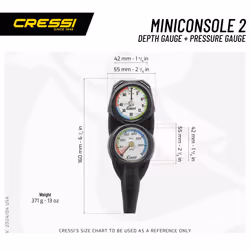 Cressi Diving Console 2 - Depth + Pressure Gauge, Black