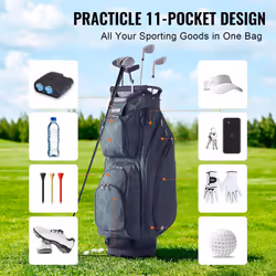 VEVOR Golf Cart Bag with 14 Way Organizer Divider Top, 36? 11 Pockets Premium Nylon Cart Bag, Durable Golf Bags with Handles & Dust Cover & Detachable