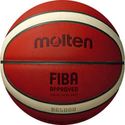 Molten BG5000 Basketball, Official International FIBA Game & Match Ball, FIBA Approved, Premium Real Leather, Indoor Play, Orange/Ivory, Size 7,