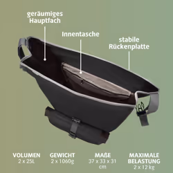 VAUDE Aqua Back Plus bike pannier bag, 2 x rear bike rack bag waterproof, 51 liters total volume, cycling bag rear, easy mounting - Made in Germany