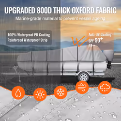 VEVOR Pontoon Boat Cover, 19'-20' Waterproof Trailerable Pontoon Cover, 800D Marine Grade PU Oxford Fabric, with Motor Cover, 16 Windproof Buckle