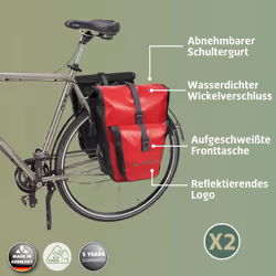 VAUDE Aqua Back Plus bike pannier bag, 2 x rear bike rack bag waterproof, 51 liters total volume, cycling bag rear, easy mounting - Made in Germany