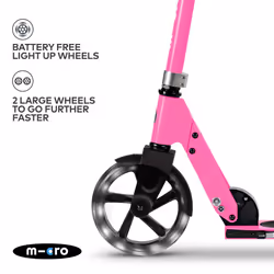 Micro Scooters | Cruiser LED Children's Scooter | Handlebar Adjustable | Lightweight | Light Up Wheels | Foldable | 6-12yrs | Boys & Girls | Pink