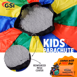 GSi Kids Play Parachute Rainbow Parachute Toy Tent Game for Children Gymnastic Cooperative Play and Outdoor Playground Activities (30 Feet)