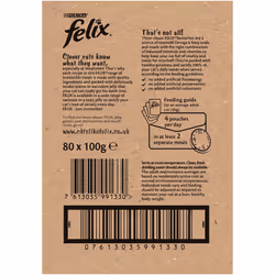 Felix Mixed Selection in Jelly Cat Food, 100 g x 80 Pouches