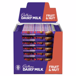 Cadbury Dairy Milk Chocolate Fruit & Nut Bar, 49g (Pack of 48) (192 Bars (4 Boxes))