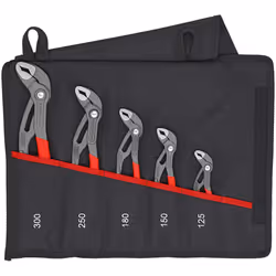 KNIPEX Cobra Set Water Pump Pliers Set, 5 Parts, 125 to 300 mm, Self-Locking Effect, in High-Quality Roll-Up Bag, Tool Set, P ...