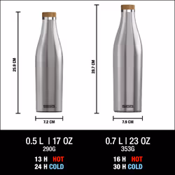 SIGG - Insulated Water Bottle - Meridian - Leakproof - Extra Slim - BPA Free - Plastic Free - Double Walled 18/8 Stainless Steel - Bamboo Screw Top -