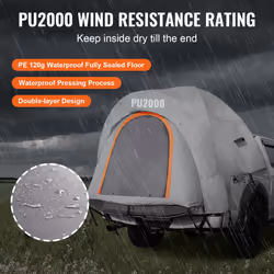 VEVOR Truck Bed Tent, 5.5'-6' Pickup Truck Tent with Rainfly and Carry Bag, Waterproof PU2000mm Double Layer Truck Tent for Camping, Accommodate 2-3