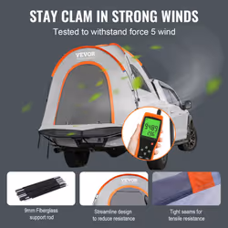 VEVOR Truck Bed Tent, 5.5'-6' Pickup Truck Tent with Rainfly and Carry Bag, Waterproof PU2000mm Double Layer Truck Tent for Camping, Accommodate 2-3