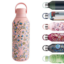 Chilly's Series 2 Water Bottle - Stainless Steel Thermal Bottles with Double Wall Vacuum, Soft Collar & Carry Loop - Kazusa, 500ml