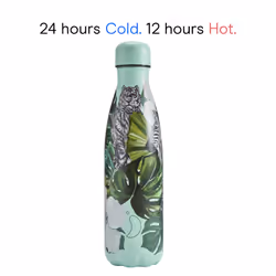 Chilly's Water Bottle - Stainless Steel and Reusable - Leak Proof, Sweat Free - Wild Monstera, 500ml