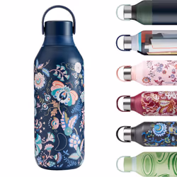 Chilly's Series 2 Water Bottle - Stainless Steel Thermal Bottles with Double Wall Vacuum, Soft Collar & Carry Loop - Mabelle, ...