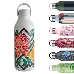 Chilly's Series 2 Water Bottle - Stainless Steel Thermal Bottles with Double Wall Vacuum, Soft Collar & Carry Loop - Woven Dahlia, 500ml