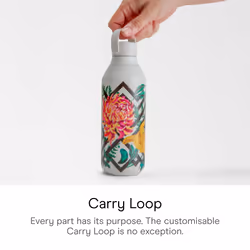 Chilly's Series 2 Water Bottle - Stainless Steel Thermal Bottles with Double Wall Vacuum, Soft Collar & Carry Loop - Woven Dahlia, 500ml