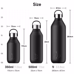 Chilly's Series 2 Water Bottle - Stainless Steel Thermal Bottles with Double Wall Vacuum, Soft Collar & Carry Loop - Peony Tumble, 500ml