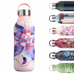 Chilly's Series 2 Water Bottle - Stainless Steel Thermal Bottles with Double Wall Vacuum, Soft Collar & Carry Loop - Magnolia ...