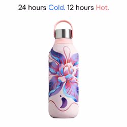 Chilly's Series 2 Water Bottle - Stainless Steel Thermal Bottles with Double Wall Vacuum, Soft Collar & Carry Loop - Magnolia Twist, 500ml