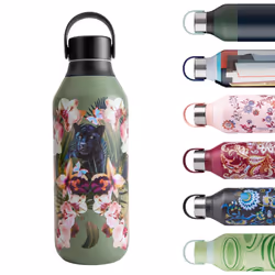 Chilly's Series 2 Water Bottle - Stainless Steel Thermal Bottles with Double Wall Vacuum, Soft Collar & Carry Loop - Orchid P ...
