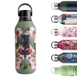 Chilly's Series 2 Water Bottle - Stainless Steel Thermal Bottles with Double Wall Vacuum, Soft Collar & Carry Loop - Orchid Panther, 500ml