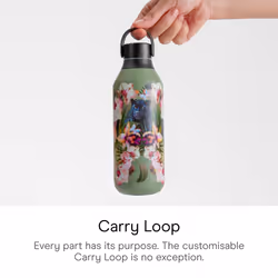 Chilly's Series 2 Water Bottle - Stainless Steel Thermal Bottles with Double Wall Vacuum, Soft Collar & Carry Loop - Orchid Panther, 500ml