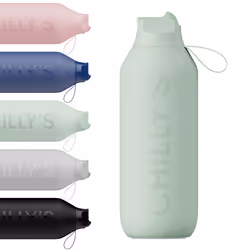 Chilly's Series 2 Flip Water Bottle with Sports Flip Lid, Telescopic Straw and Nylon Carry Loop - Easy Flip Lid, Straw Cleani ...