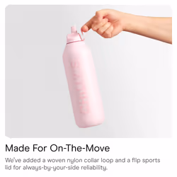 Chilly's Series 2 Flip Water Bottle with Sports Flip Lid, Telescopic Straw and Nylon Carry Loop - Easy Flip Lid, Straw Cleaning Brush Included -