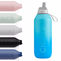 Chilly's Series 2 Flip Water Bottle with Sports Flip Lid, Telescopic Straw and Nylon Carry Loop - Easy Flip Lid, Straw Cleani ...