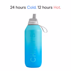 Chilly's Series 2 Flip Water Bottle with Sports Flip Lid, Telescopic Straw and Nylon Carry Loop - Easy Flip Lid, Straw Cleaning Brush Included - 500ml