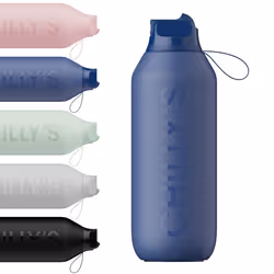 Chilly's Series 2 Flip Water Bottle with Sports Flip Lid, Telescopic Straw and Nylon Carry Loop - Easy Flip Lid, Straw Cleani ...