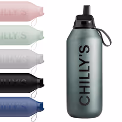 Chilly's Series 2 Flip Water Bottle with Sports Flip Lid, Telescopic Straw and Nylon Carry Loop - Easy Flip Lid, Straw Cleani ...