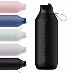 Chilly's Series 2 Flip Water Bottle with Sports Flip Lid, Telescopic Straw and Nylon Carry Loop - Easy Flip Lid, Straw Cleani ...