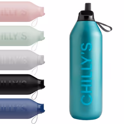 Chilly's Series 2 Flip Water Bottle with Sports Flip Lid, Telescopic Straw and Nylon Carry Loop - Easy Flip Lid, Straw Cleani ...